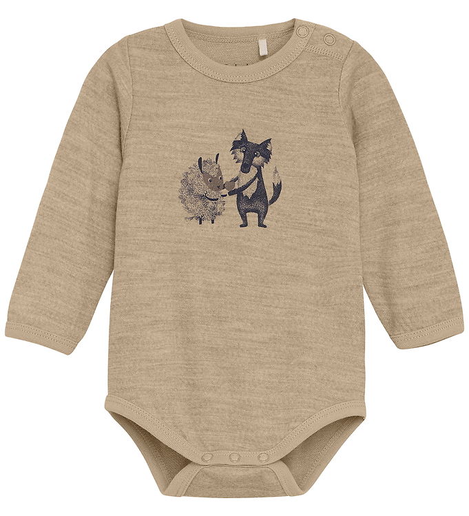 CeLaVi Body l/æ - Uld/Viskose - Savannah Tan m. Print