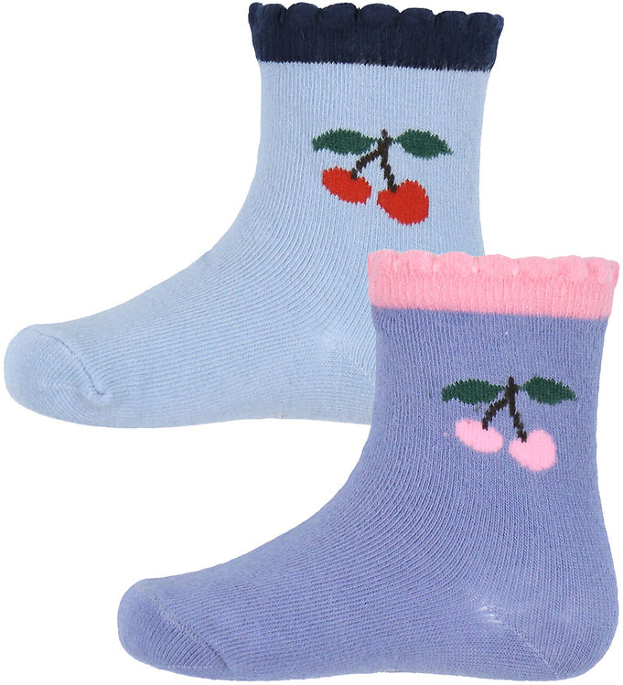 Konges Sløjd Strømper - 2-pak - Jaquard Frill - Blue Fog/Purple