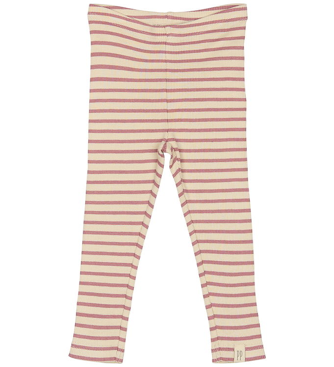 Petit Piao Leggings - Rib - Modal - Nostalgic Rose/Off White