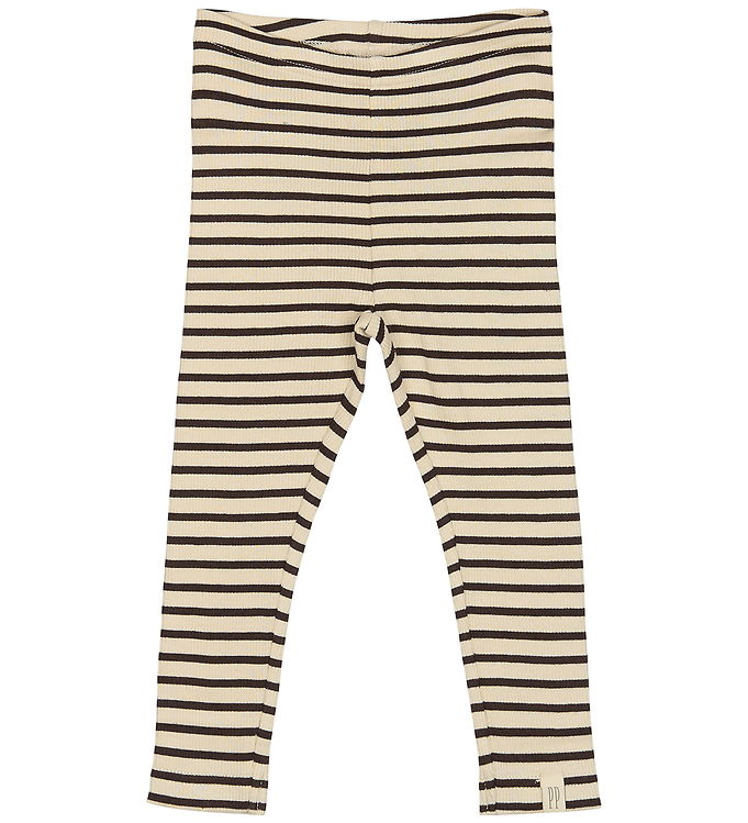 Petit Piao Leggings - Rib - Modal - Coffee Bean/Off White