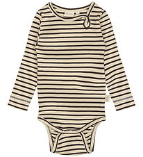 Petit Piao Body l/æ - Rib - Modal - Coffee Bean/Off White Petit Piao Body l/æ - Rib - Modal - Coffee Bean/Off White