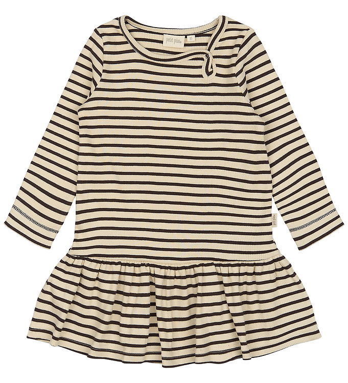 Petit Piao Kjole - Rib - Modal - Coffee Bean/Off White