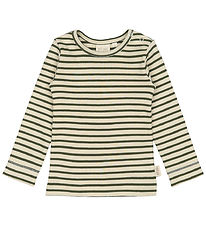 Petit Piao Bluse - Rib - Modal - Green Leaf/Off White Petit Piao Bluse - Rib - Modal - Green Leaf/Off White