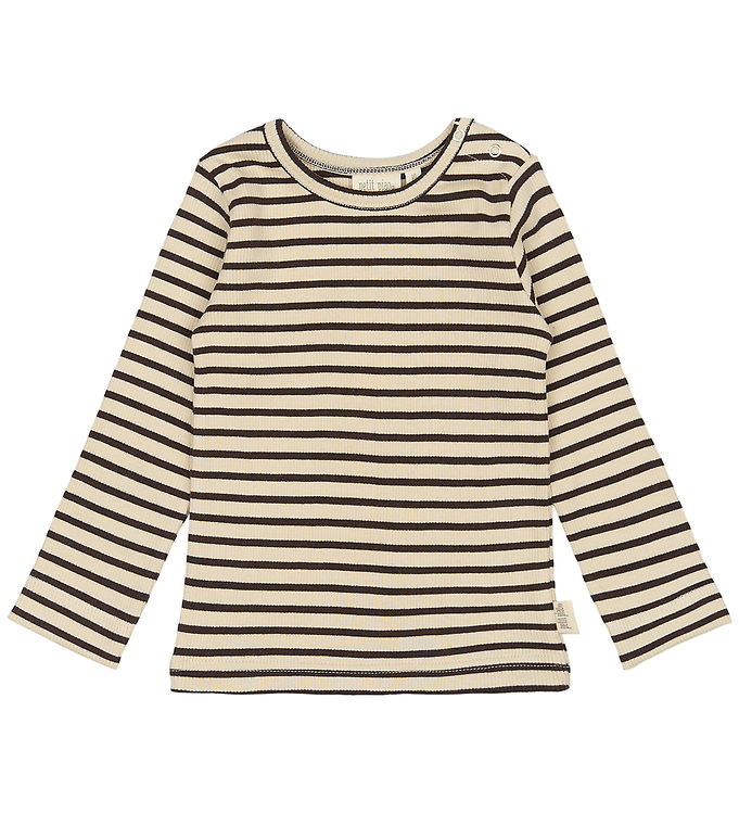 Petit Piao Bluse - Rib - Modal - Coffee Bean/Off White