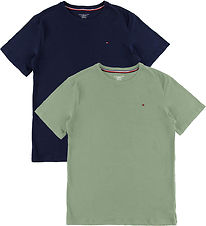 Tommy Hilfiger T-shirt - 2-pak - Utility Sage/Desert Skyblue Tommy Hilfiger T-shirt - 2-pak - Utility Sage/Desert Skyblue
