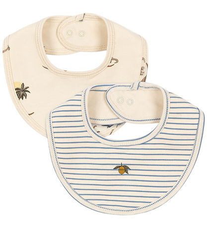 Konges Sløjd Sikle smekke - 2-pack - Kubi/Stripe Blue