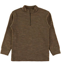 Joha Bluse - Uld/Silke - Brun Meleret Joha Bluse - Uld/Silke - Brun Meleret