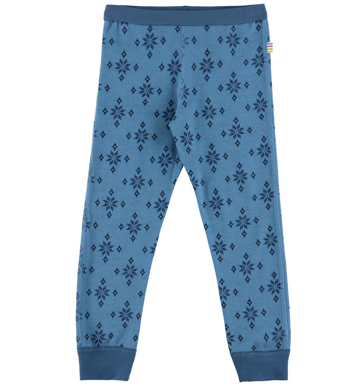 Joha Leggings - Uld/Bomuld - Blå m. Snefnug