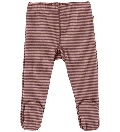 Joha Leggings m. Fødder - Uld - Rose m. Striber