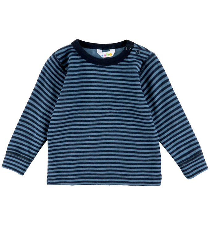 Joha Bluse - Uld - Blå m. Striber