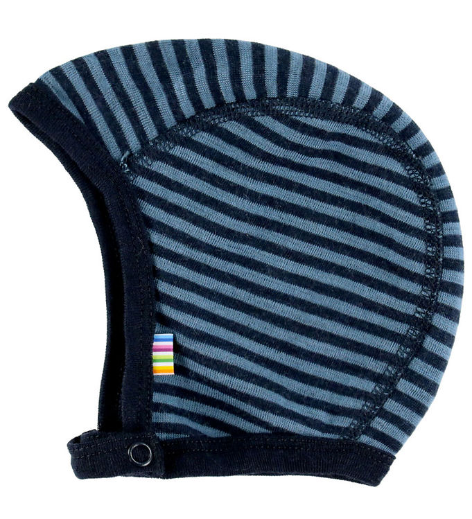 Joha Babyhjelm - Uld - Blå m. Striber