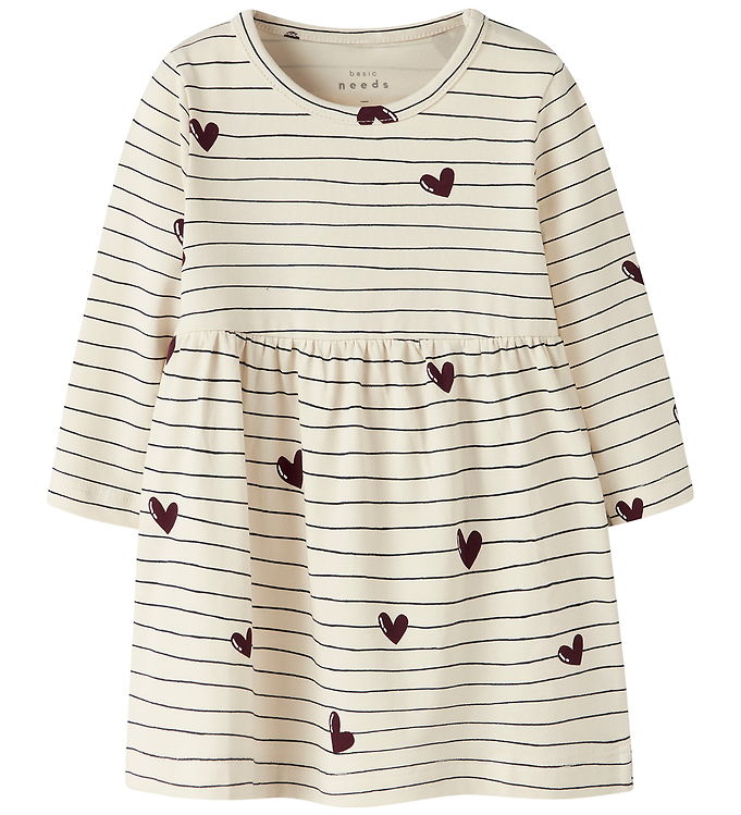 Name It Kjole - NbfVandora - Summer Sand/Stripes And Hearts