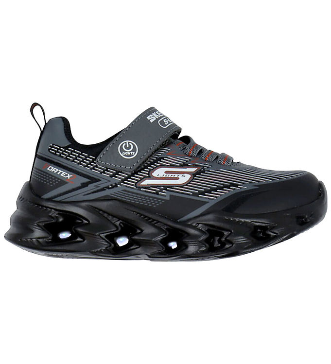 Skechers Sko m. Lys - Vortex 2.0 - Black/Charcoal