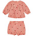 Flöss Sæt - Kjole/Bloomers - Berry Gingham m. Tern Flöss Sæt - Kjole/Bloomers - Berry Gingham m. Tern