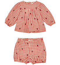 Flöss Sæt - Kjole/Bloomers - Berry Gingham m. Tern Flöss Sæt - Kjole/Bloomers - Berry Gingham m. Tern