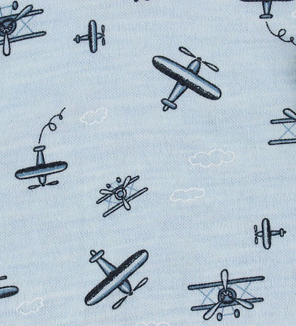 Joha Leggings - Uld/Bambus - Lyseblå m. Print