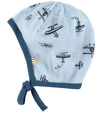 Joha Babyhjelm - 1-lags - Uld/Bambus - Lyseblå m. Print Joha Babyhjelm - 1-lags - Uld/Bambus - Lyseblå m. Print