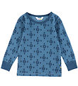 Joha Bluse - Uld/Bomuld - Blå m. Snefnug Joha Bluse - Uld/Bomuld - Blå m. Snefnug