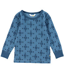 Joha Bluse - Uld/Bomuld - Blå m. Snefnug Joha Bluse - Uld/Bomuld - Blå m. Snefnug