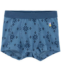 Joha Boxershorts - Uld/Bomuld - Blå m. Snefnug Joha Boxershorts - Uld/Bomuld - Blå m. Snefnug