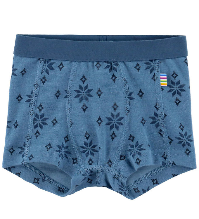 Joha Boxershorts - Uld/Bomuld - Blå m. Snefnug