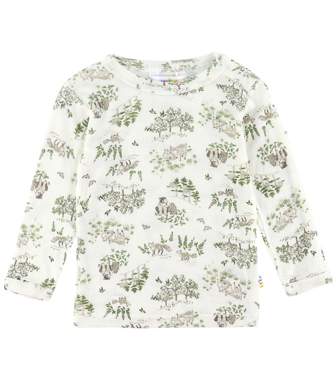 Joha Bluse - Uld/Silke - Off White m. Træer