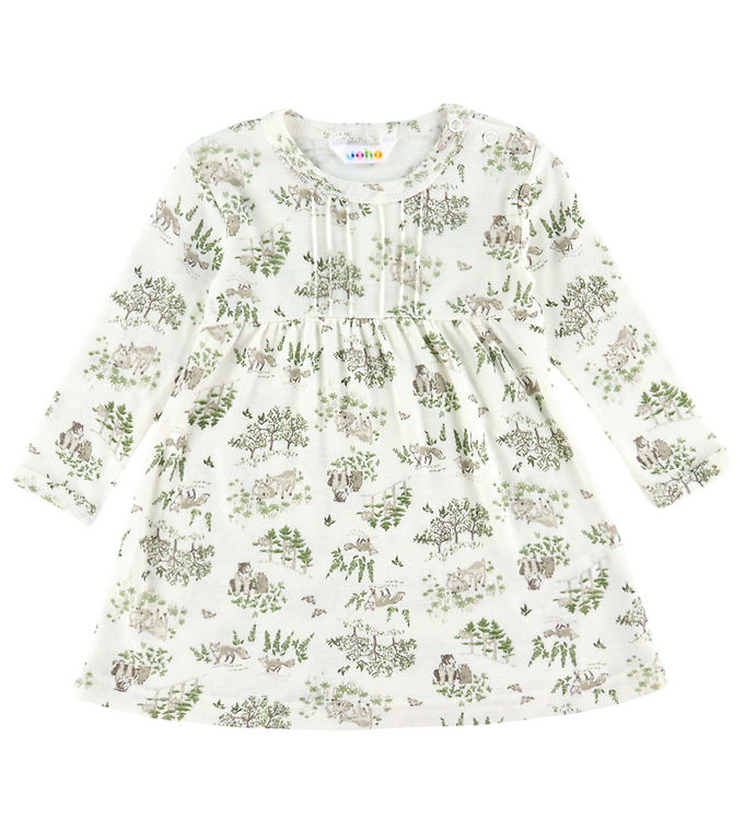 Joha Kjole - Uld/Silke - Off White m. Træer