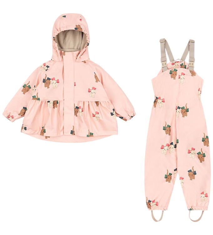 Konges Sløjd Regntøj m. Seler/Fleece - PU - Palme - Bow Kitty Pi