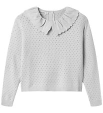 MarMar Bluse - Strik - Toro - Aluminium m. Hulmønster MarMar Bluse - Strik - Toro - Aluminium m. Hulmønster
