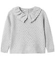 MarMar Bluse - Strik - Toro - Aluminium m. Hulmønster MarMar Bluse - Strik - Toro - Aluminium m. Hulmønster