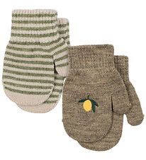 Konges Sløjd Luffer - Uld/Akryl - Filla - 2-pak - Lemon/Stripe Konges Sløjd Luffer - Uld/Akryl - Filla - 2-pak - Lemon/Stripe