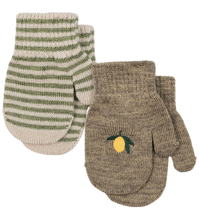 Konges Sløjd Luffer – Uld/Akryl – Filla – 2-pak – Lemon/Stripe