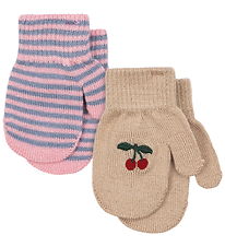 Konges Sløjd Luffer - Uld/Akryl - Filla - 2-pak - Cherry/Stripe Konges Sløjd Luffer - Uld/Akryl - Filla - 2-pak - Cherry/Stripe