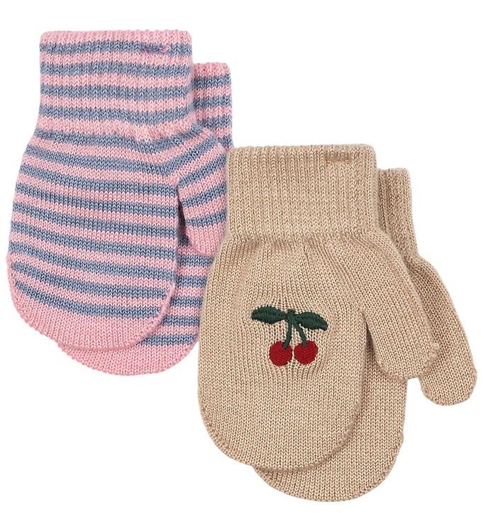 Konges Sløjd Luffer – Uld/Akryl – Filla – 2-pak – Cherry/Stripe