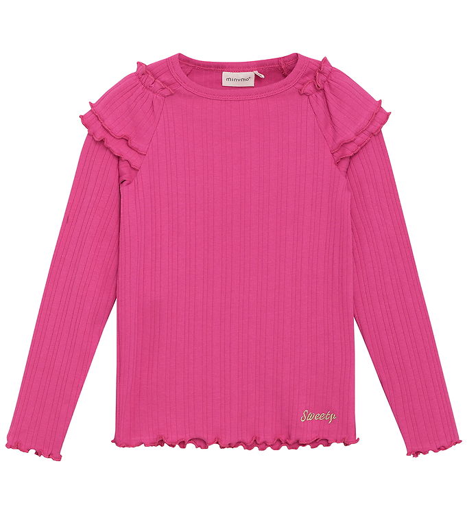Minymo Bluse - Rib - Fuchsia Fedora
