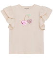 Minymo T-shirt - Sandshell m. Kirsebær Minymo T-shirt - Sandshell m. Kirsebær