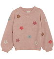 Minymo Bluse - Strik - Misty Rose m. Blomster Minymo Bluse - Strik - Misty Rose m. Blomster