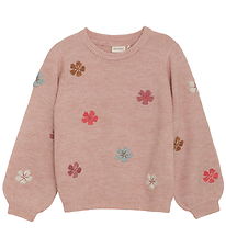 Minymo Bluse - Strik - Misty Rose m. Blomster Minymo Bluse - Strik - Misty Rose m. Blomster