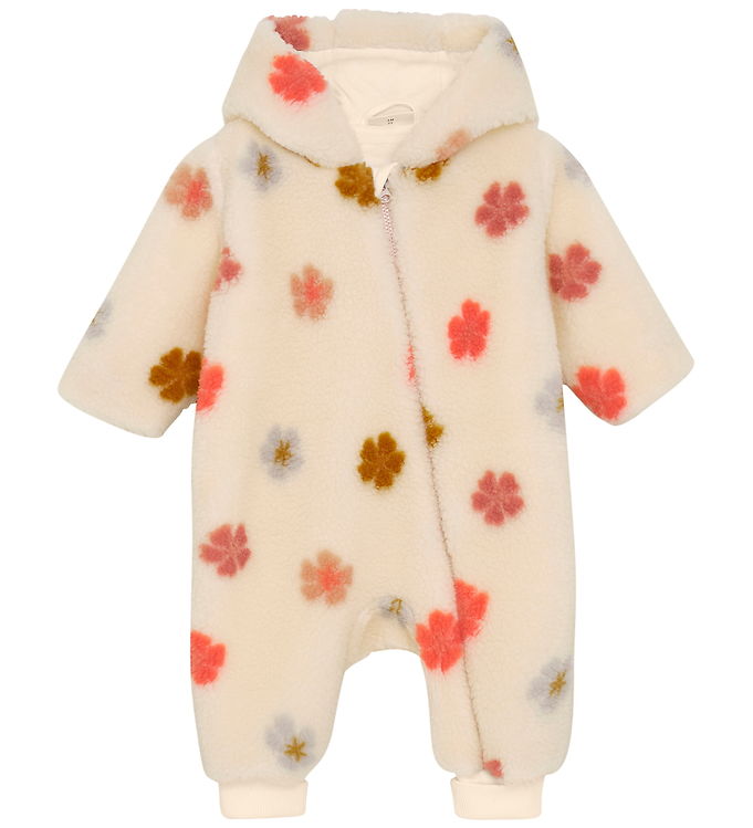 Minymo Fleecedragt - Sandshell m. Blomster