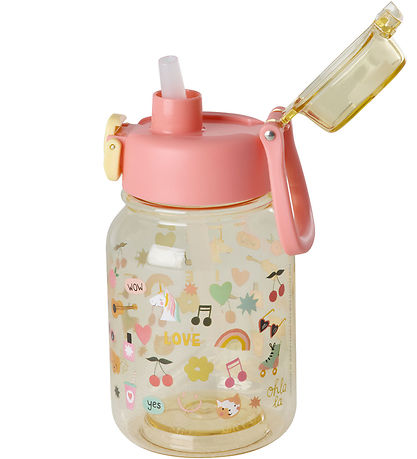 Rice Drikkedunk - 700 ml - Unicorn Love - Pink/Gul