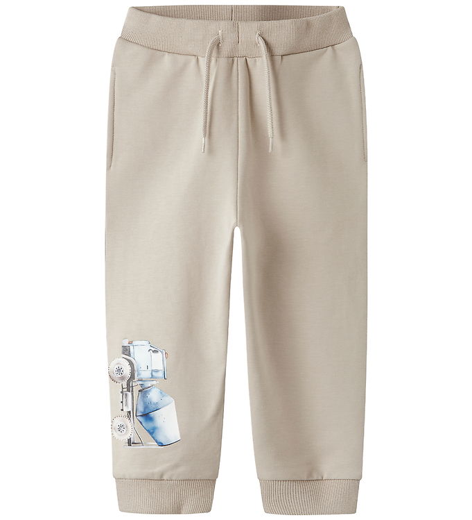 Name It Mini Bukser Island Fossil Med Lastbilprint - Str. 5y 110cm