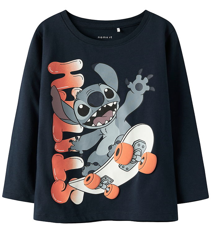 Name It Mini Bluse Navy Blazer Med Stitch Print - Str. 3y 98cm