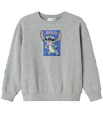 Name It Sweatshirt - NkfAkira - Stitch - Grey Melange Name It Sweatshirt - NkfAkira - Stitch - Grey Melange