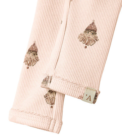Lil' Atelier Leggings - Rib - NbfLavo - Pastel Parchment m. Klov
