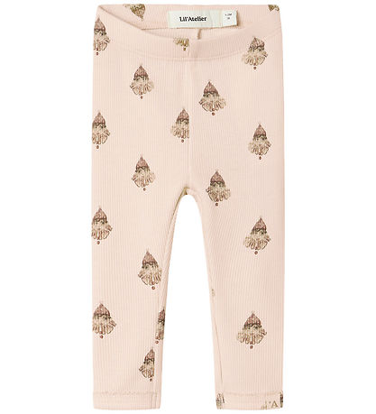 Lil' Atelier Leggings - Rib - NbfLavo - Pastel Parchment m. Klov