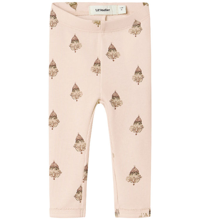 Lil' Atelier Baby Leggings Pastel Parchment Med Klovneprint - Str. 1m 56cm