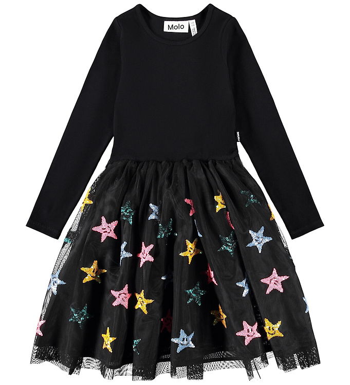 Molo Kjole - Rib - Cyrus - Sort med Palietter