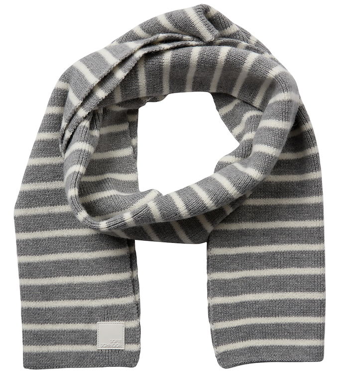 Sofie Schnoor Tørklæde - Strik - Lailasy - Gråmeleret m. Striber