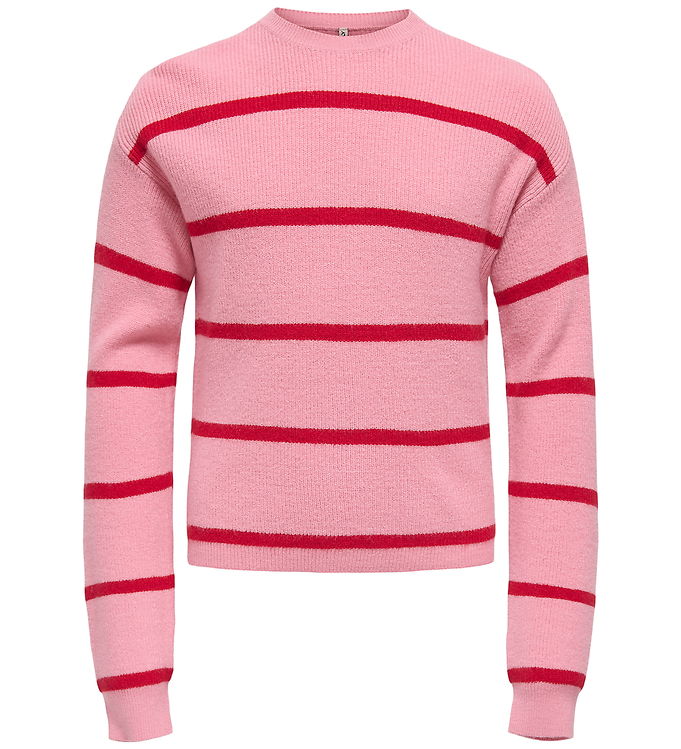 Kids Only Bluse - Strik - Noos - KogFranca - Sea Pink/Small Stri