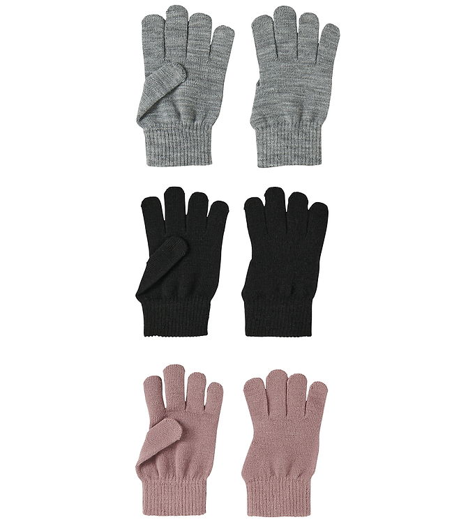 Name It Handsker - NkfMagic - Strik - 6-pak - Black/GREY WOODROS